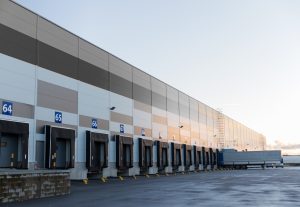 Several warehouse loading dock bays to illustrate rapid roll doors